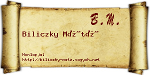 Biliczky Máté névjegykártya